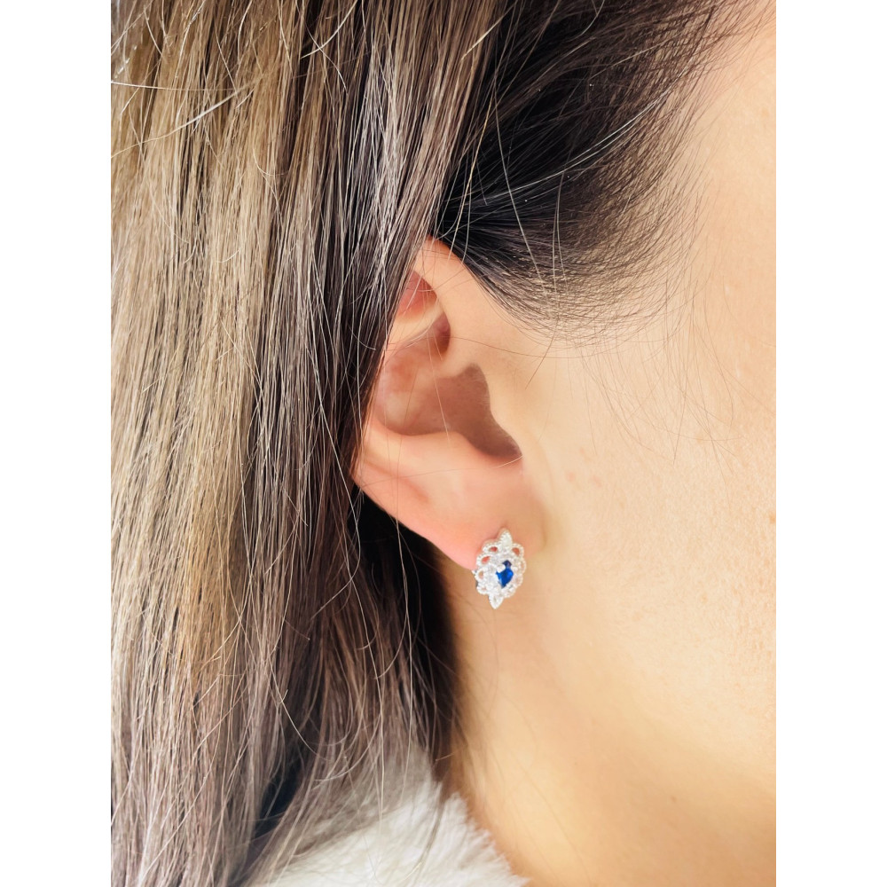 Katzenauge 925 Silber Ohrringe mit Zirkonia