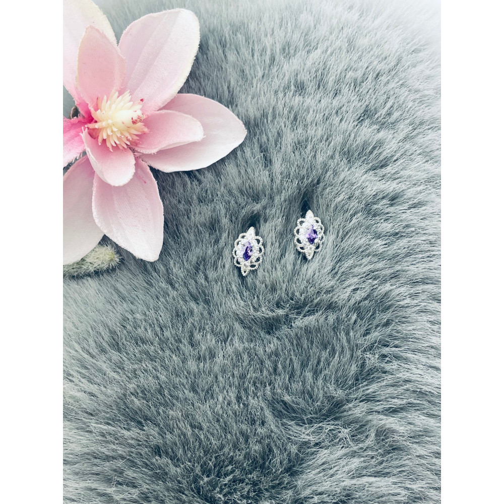 Katzenauge 925 Silber Ohrringe mit Zirkonia