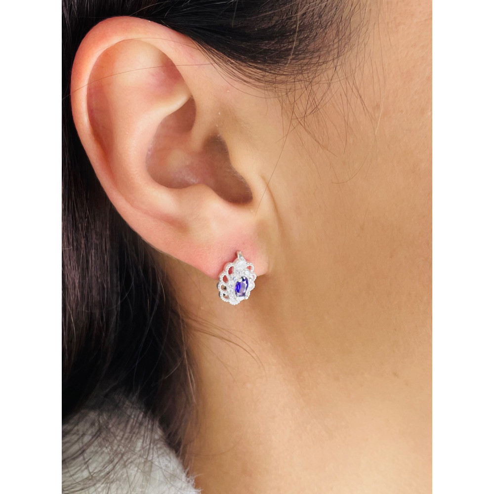 Oval 925 Silber Ohrringe mit Zirkonia