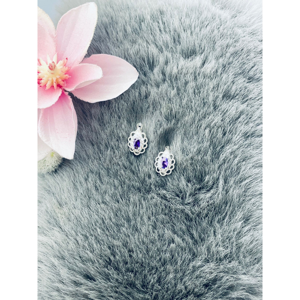 Oval 925 Silber Ohrringe mit Zirkonia