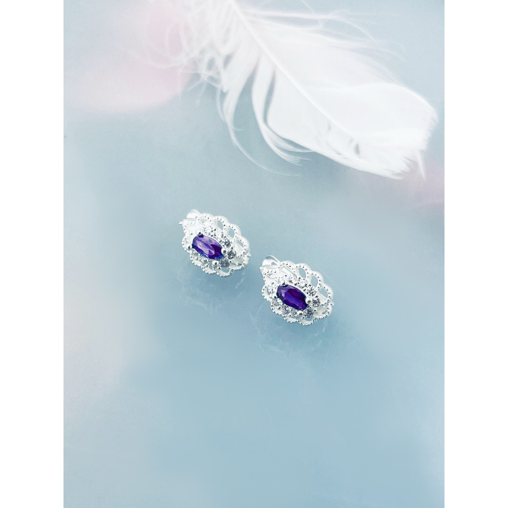 Oval 925 Silber Ohrringe mit Zirkonia