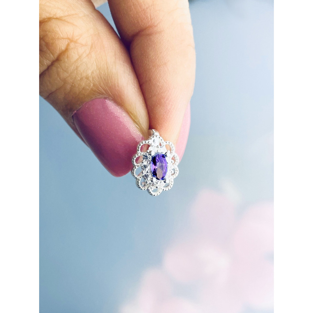 Oval 925 Silber Ohrringe mit Zirkonia