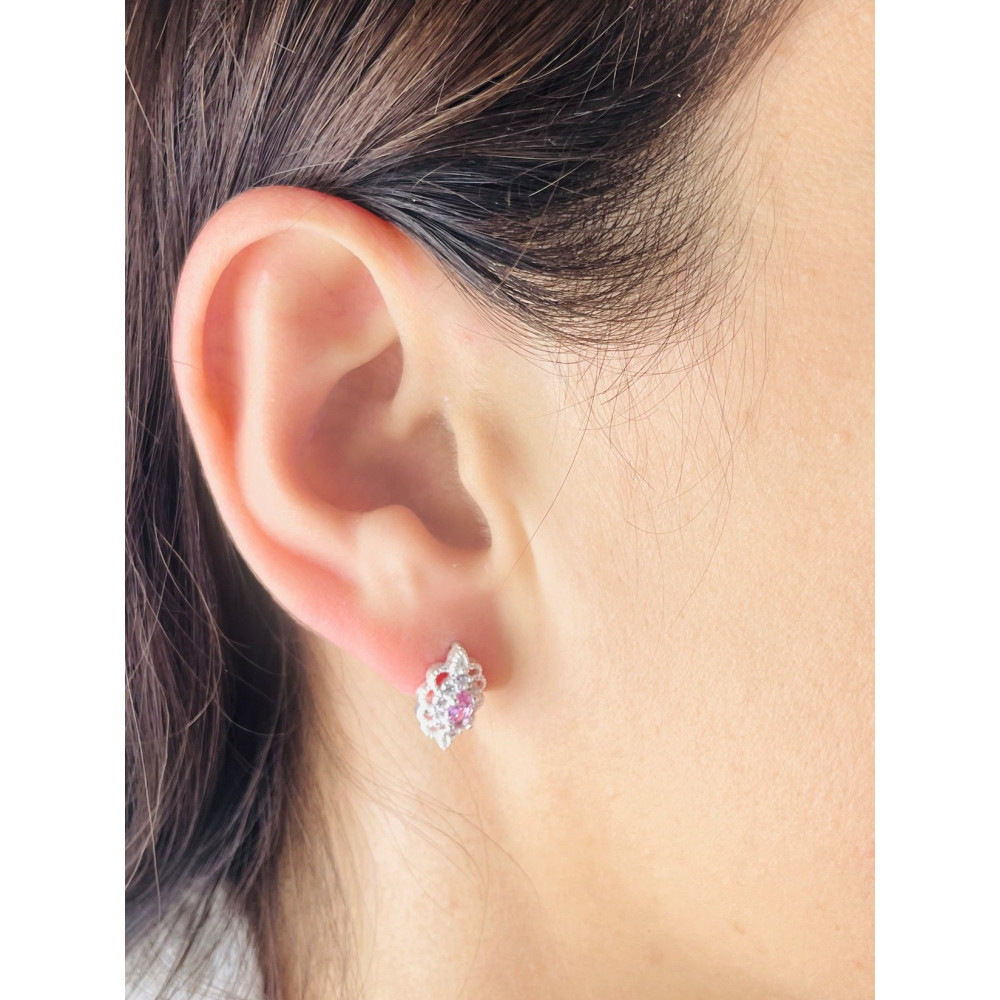 Katzenauge 925 Silber Ohrringe mit Zirkonia