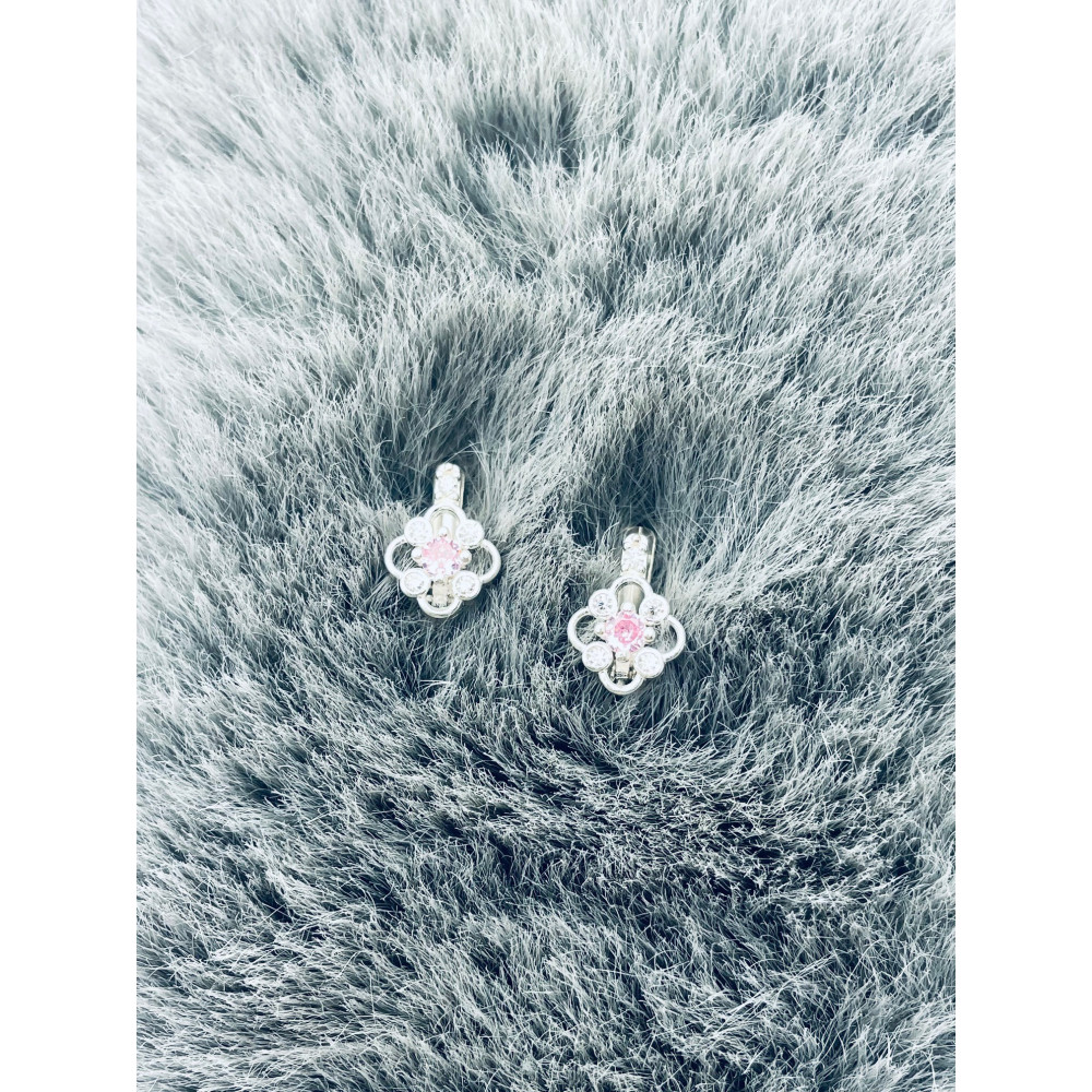 Blume 925 Silber Ohrringe mit Zirkonia