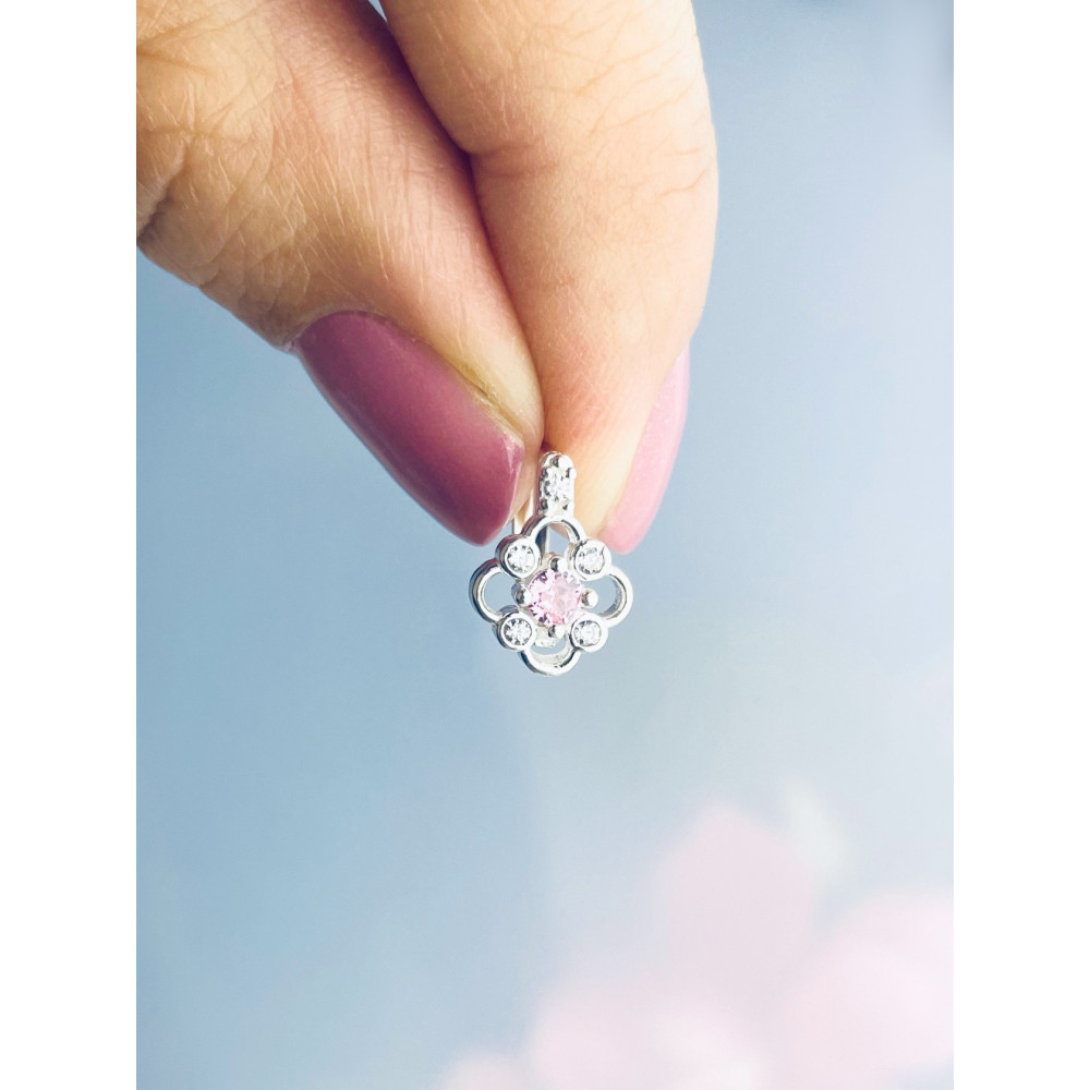 Blume 925 Silber Ohrringe mit Zirkonia