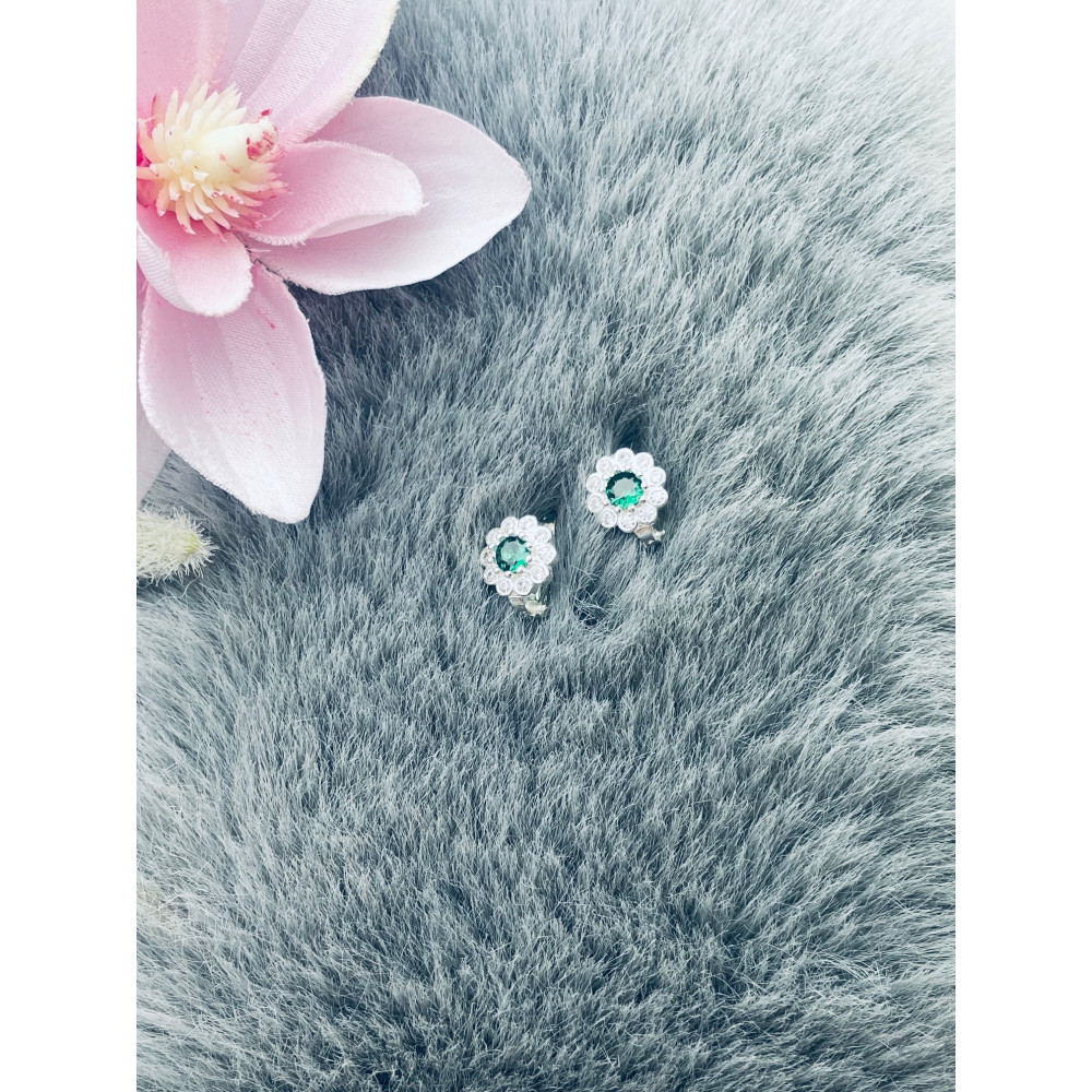 Blume 925 Silber Ohrringe mit Zirkonia