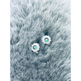 Blume 925 Silber Ohrringe mit Zirkonia