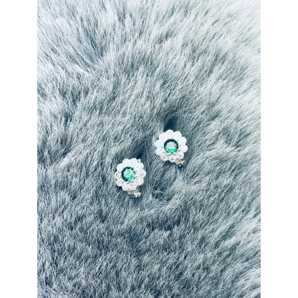 Blume 925 Silber Ohrringe mit Zirkonia