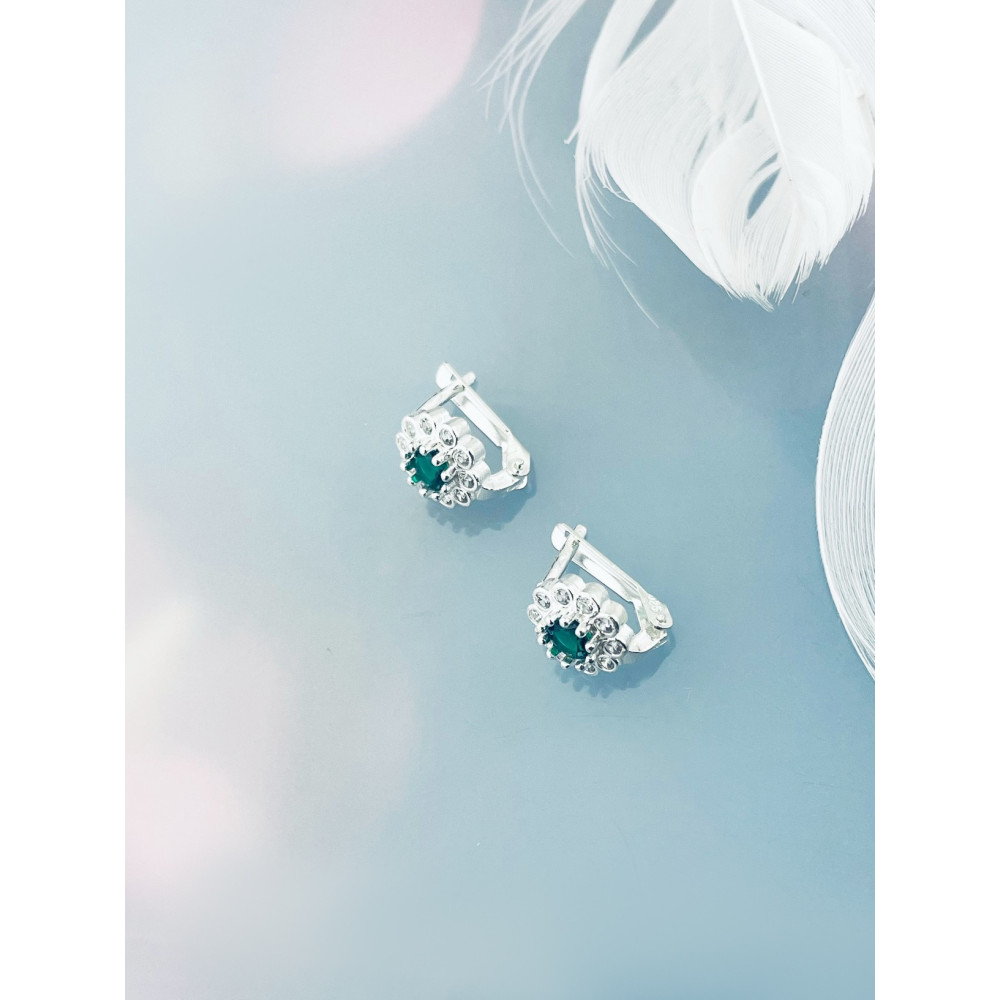 Blume 925 Silber Ohrringe mit Zirkonia