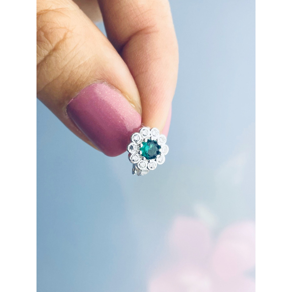 Blume 925 Silber Ohrringe mit Zirkonia