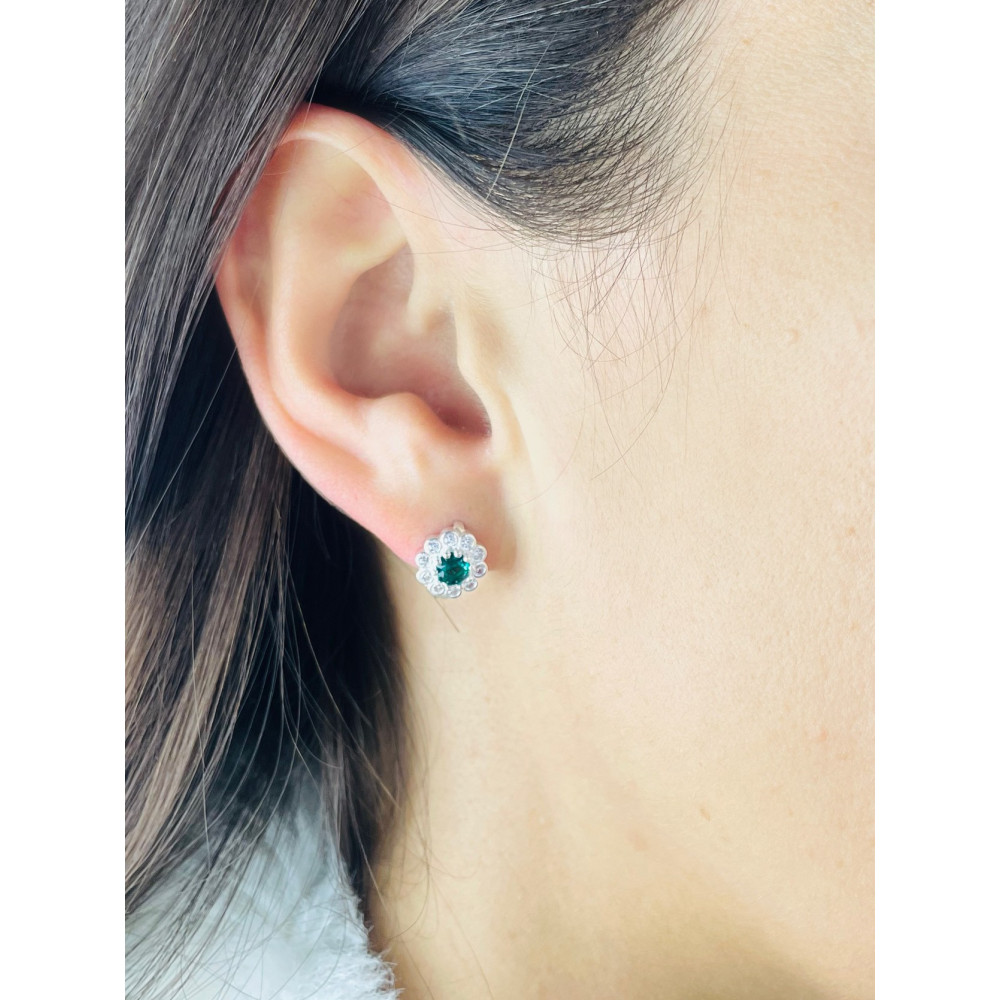 Blume 925 Silber Ohrringe mit Zirkonia