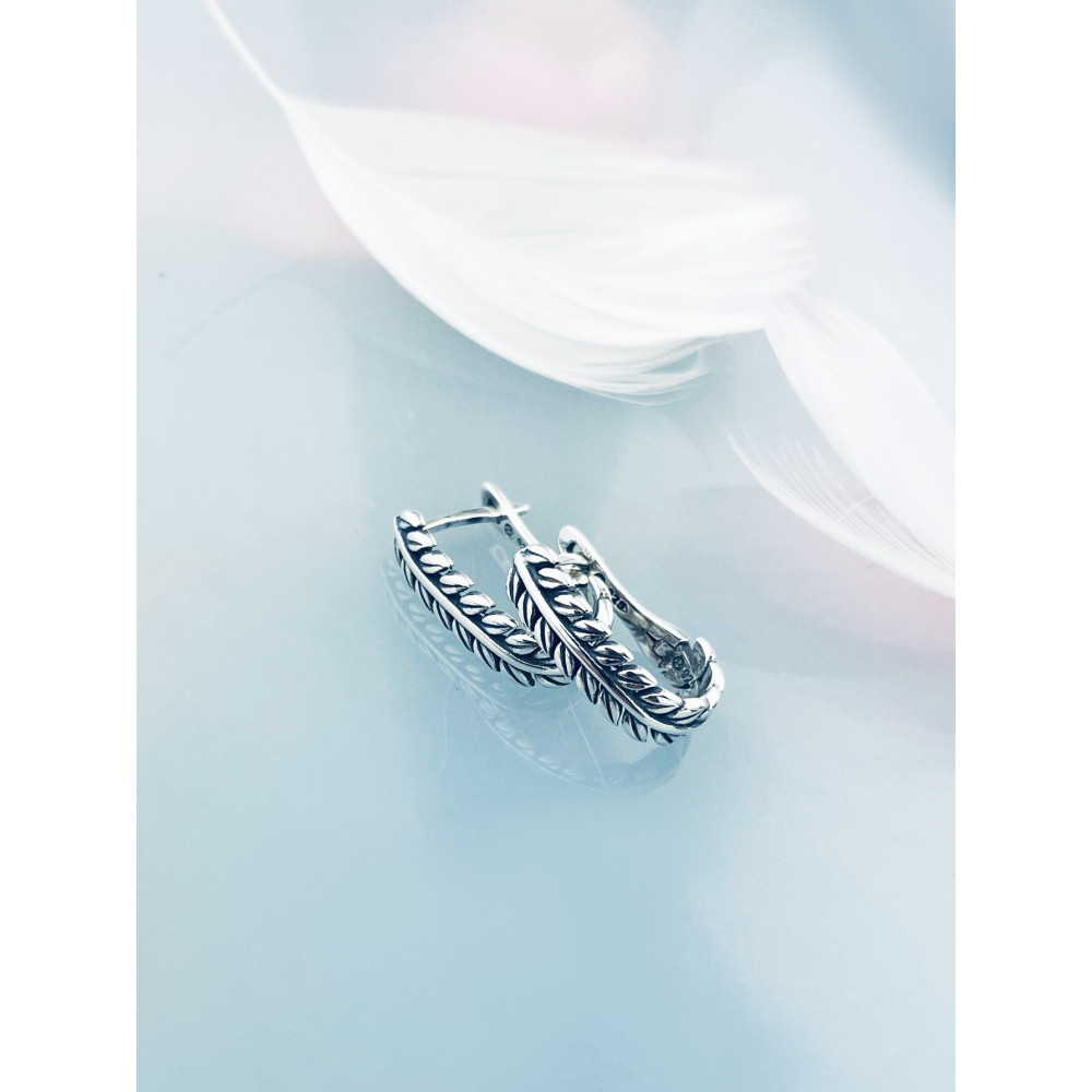 Blatt Halbkreis 925 Silber Ohrringe Damen