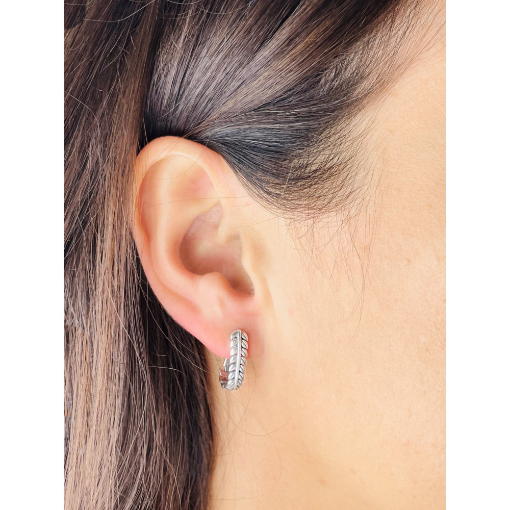 Blatt Halbkreis 925 Silber Ohrringe Damen