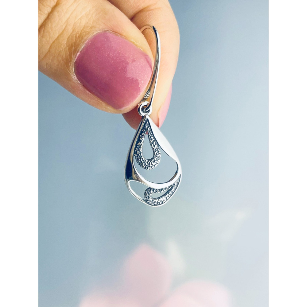 copy of Srebrne kolczyki wiszące krople łezki z zielonym malachitem