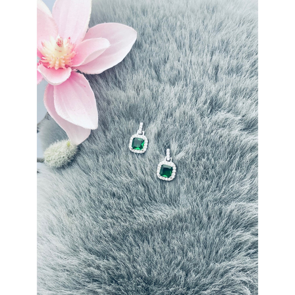 Quadrat 925 Silber Ohrringe mit Zirkonia