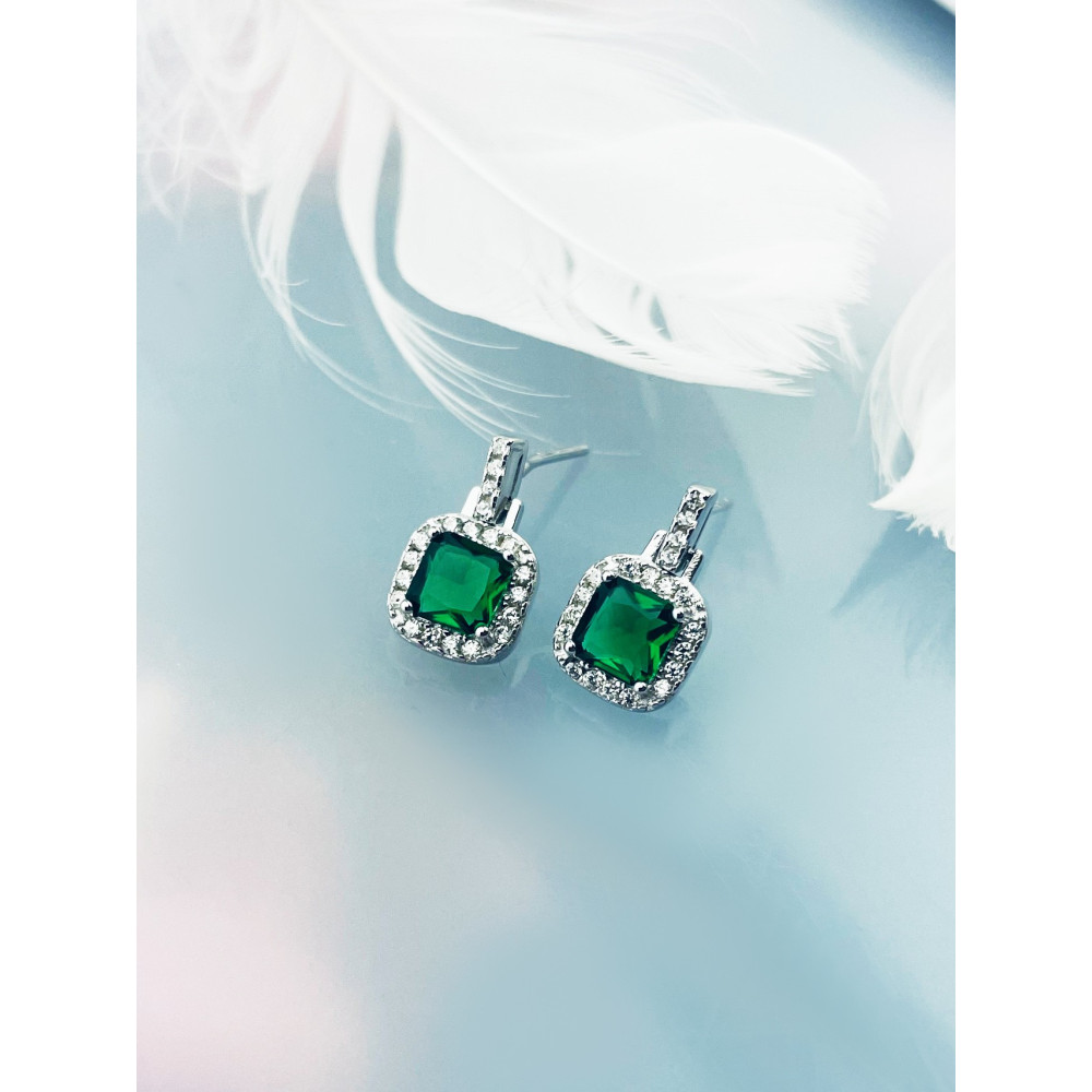 Quadrat 925 Silber Ohrringe mit Zirkonia