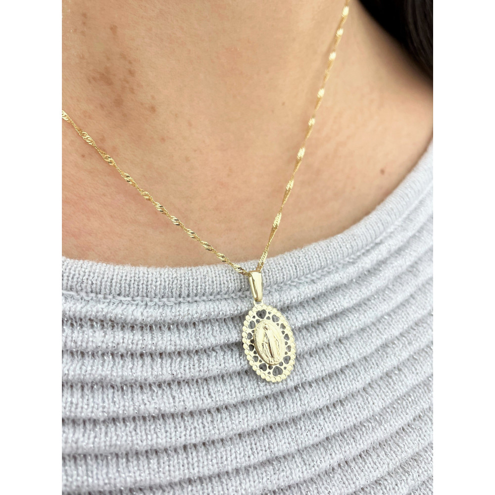 Anhänger Madonna Maria Immaculata Milagrosa Kettenanhänger Gelbgold Goldanhänger Erstkommunion