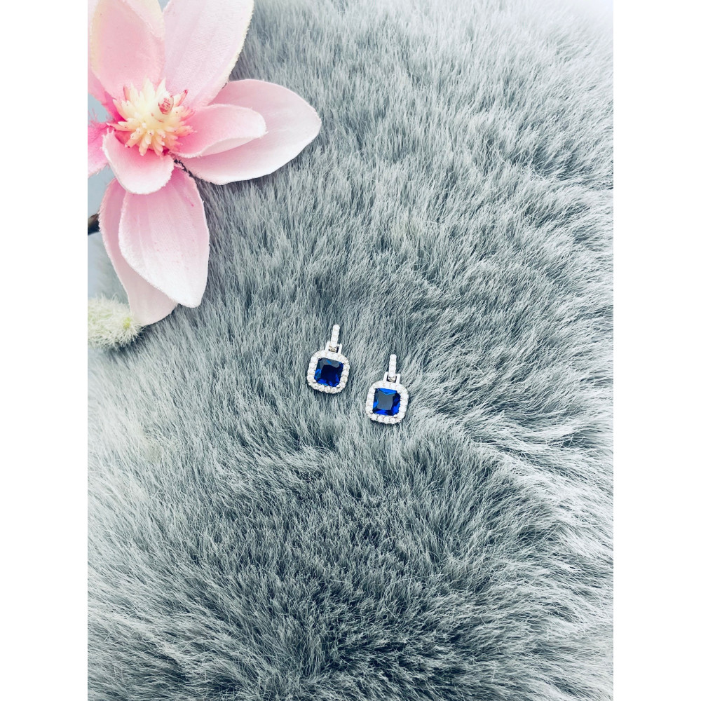 Quadrat 925 Silber Ohrringe mit Zirkonia