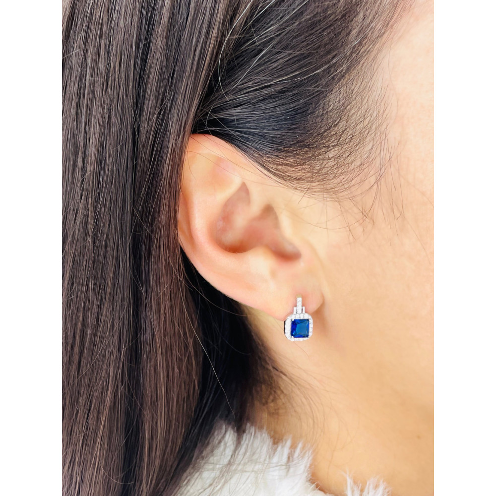 Quadrat 925 Silber Ohrringe mit Zirkonia