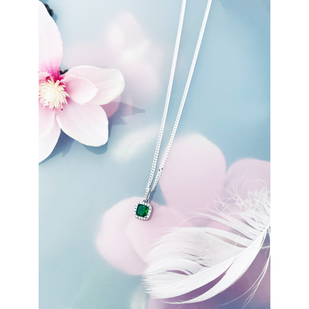 Quadrat 925 Silber Damen Medaillon Anhänger mit Zirkonia