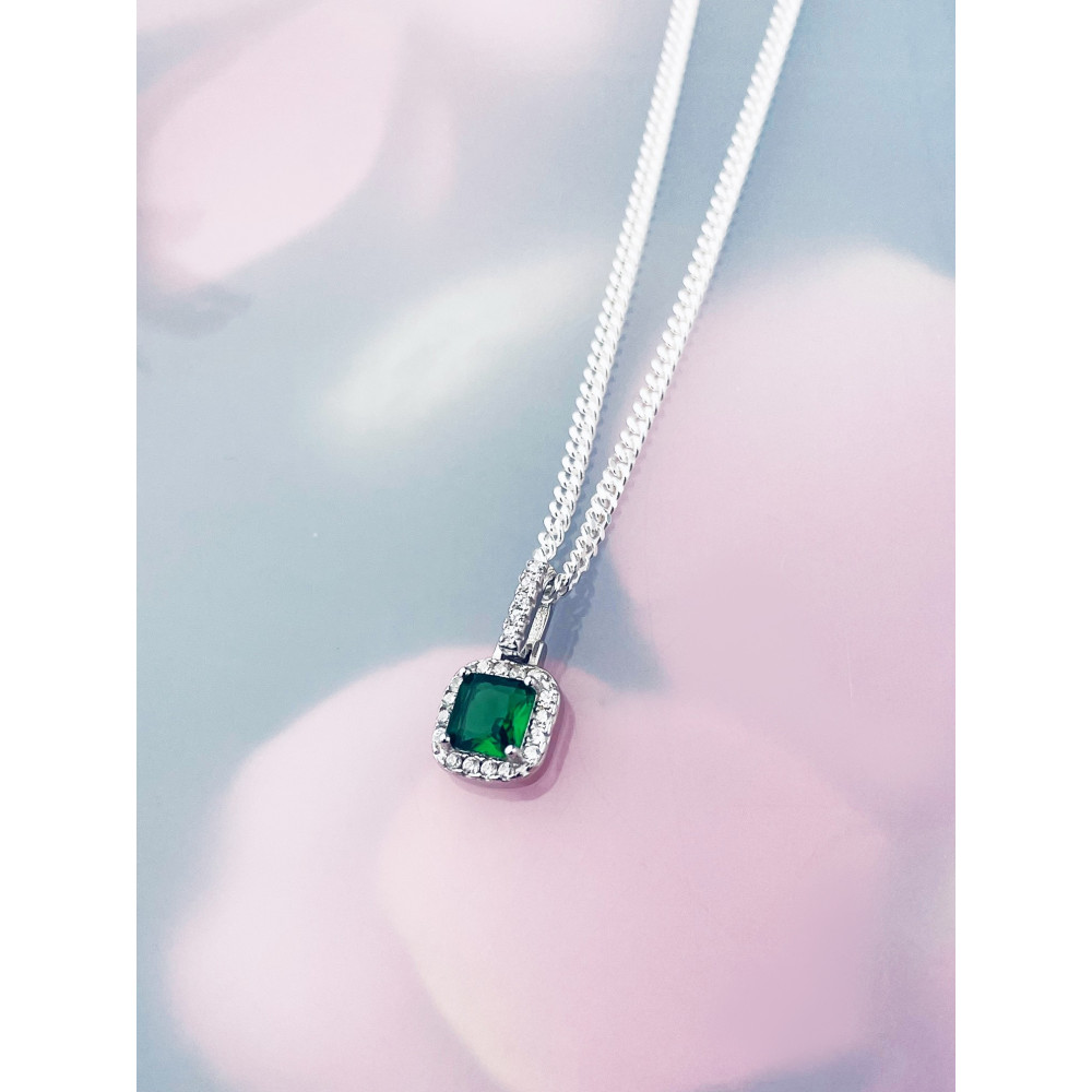 Quadrat 925 Silber Damen Medaillon Anhänger mit Zirkonia