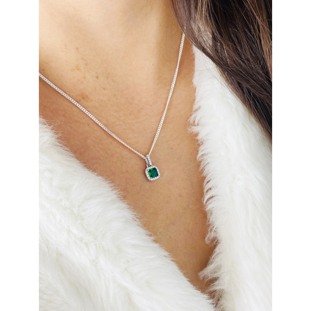 Quadrat 925 Silber Damen Medaillon Anhänger mit Zirkonia