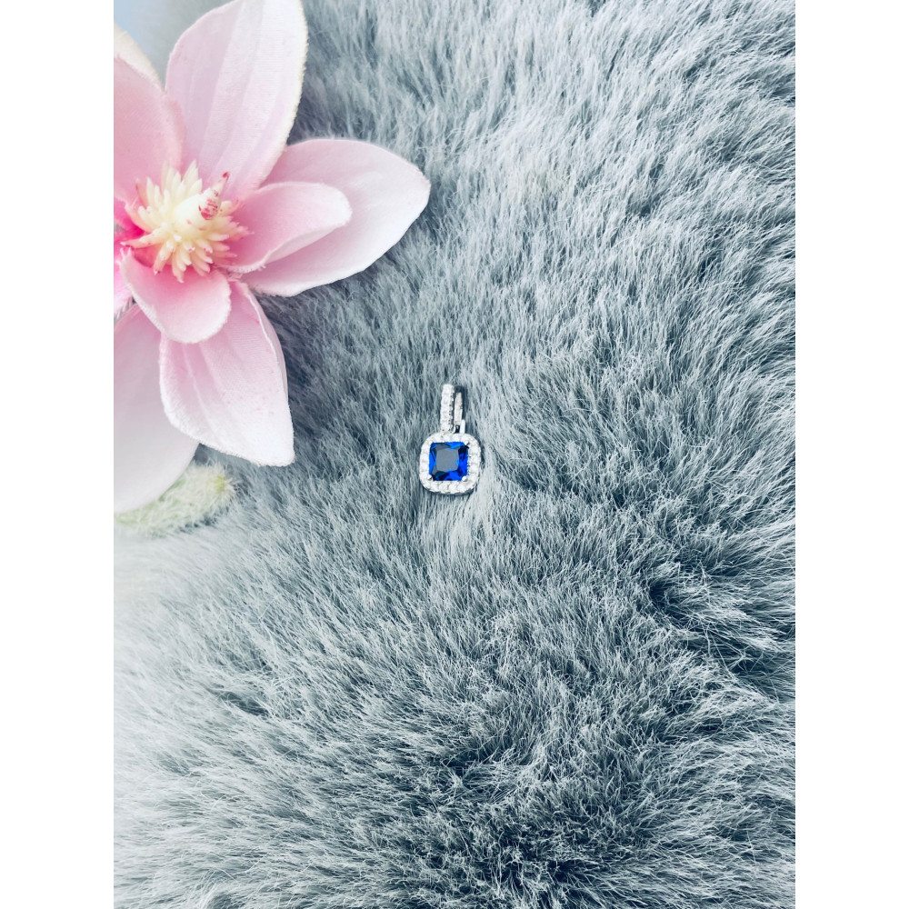 Quadrat 925 Silber Damen Medaillon Anhänger mit Zirkonia