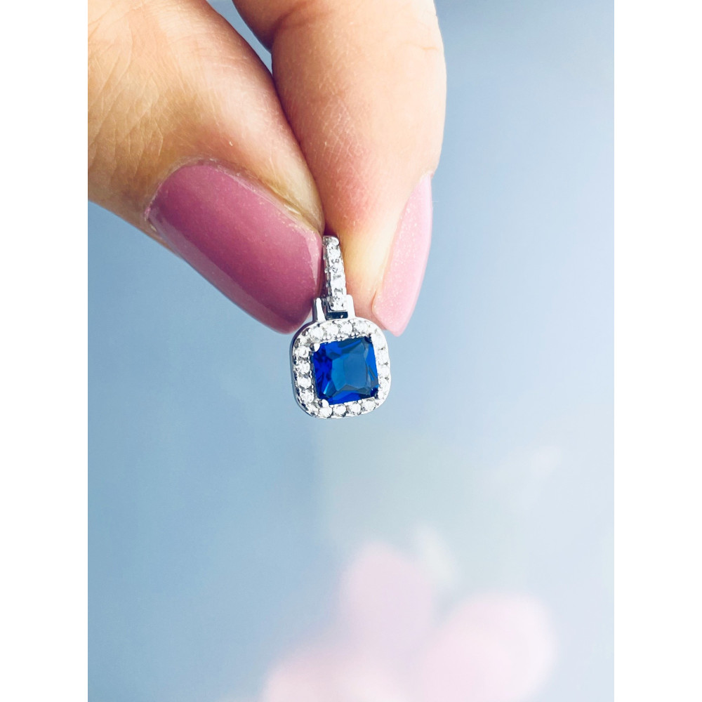 Quadrat 925 Silber Damen Medaillon Anhänger mit Zirkonia