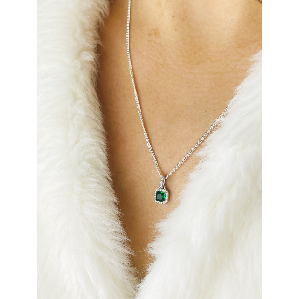 Quadrat 925 Silber Damen Medaillon Anhänger mit Zirkonia