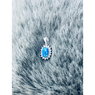Oval 925 Silber Damen Medaillon Anhänger mit Zirkonia und Opal