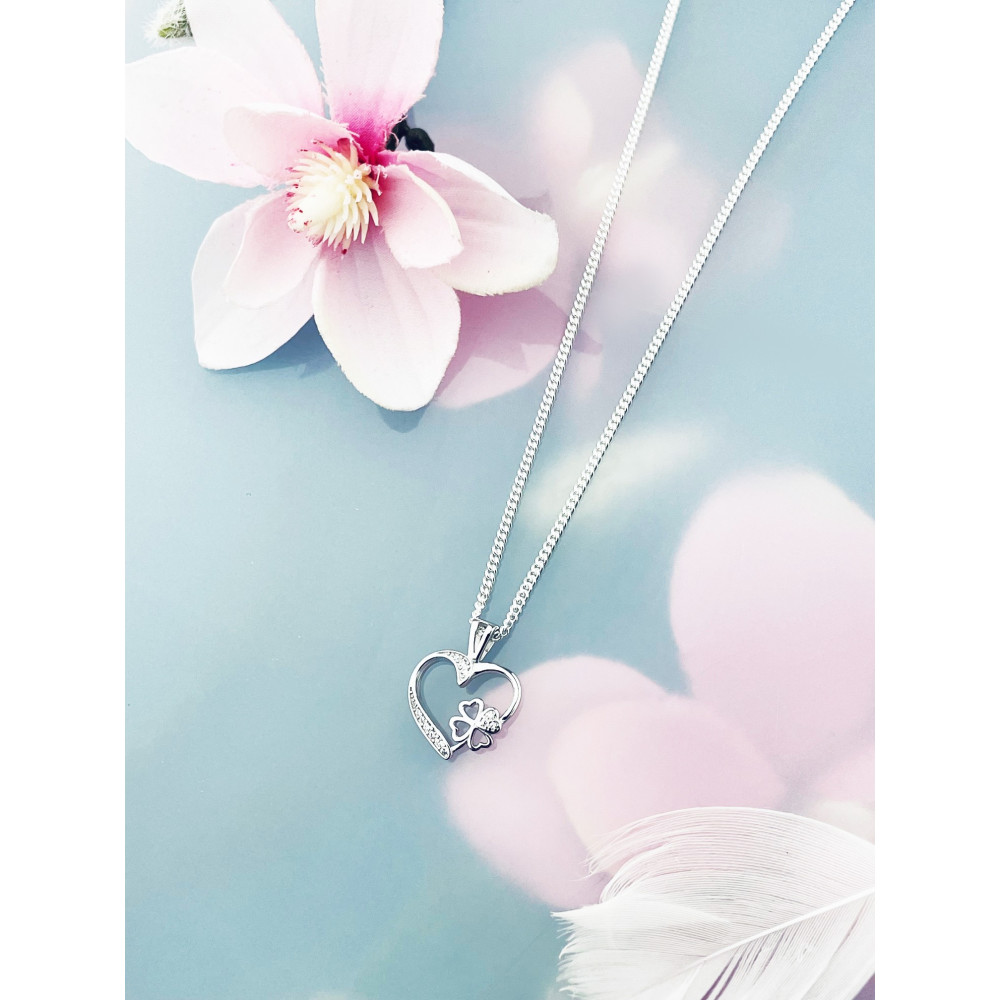 925 Silber Damen Medaillon Anhänger Herz mit Zirkonia