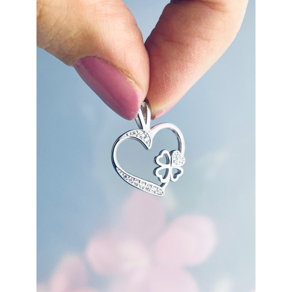 925 Silber Damen Medaillon Anhänger Herz mit Zirkonia