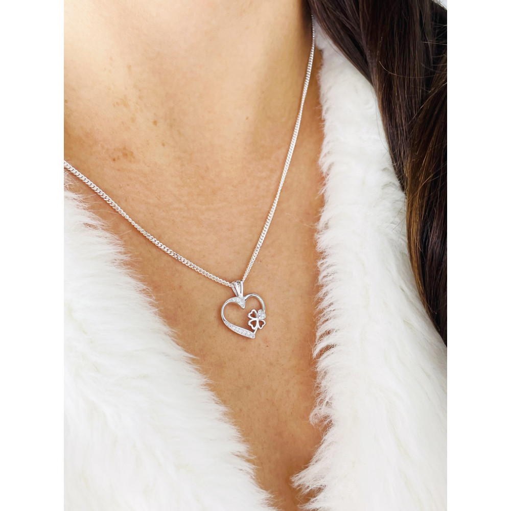 925 Silber Damen Medaillon Anhänger Herz mit Zirkonia