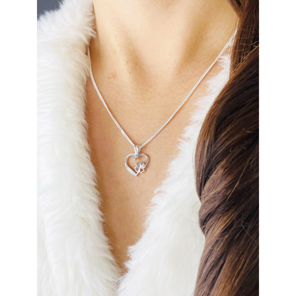 925 Silber Damen Medaillon Anhänger Herz mit Zirkonia