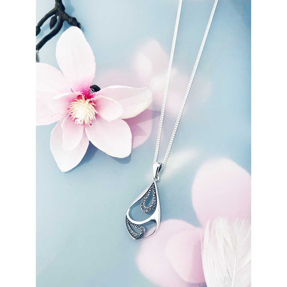 925 Silber Damen Medaillon Anhänger Tröpfchen