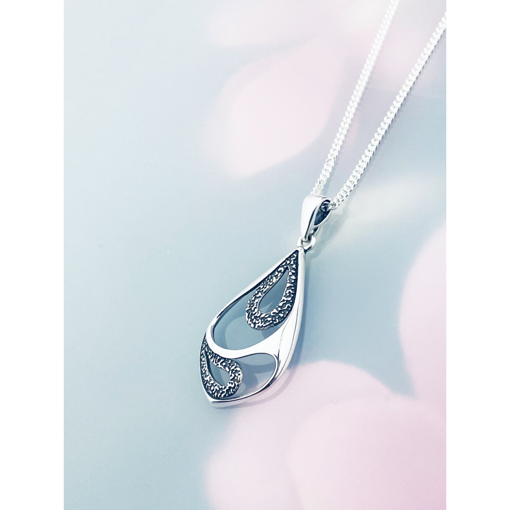 925 Silber Damen Medaillon Anhänger Tröpfchen