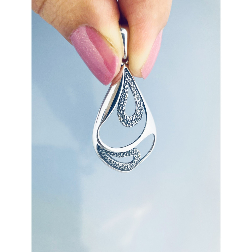 925 Silber Damen Medaillon Anhänger Tröpfchen