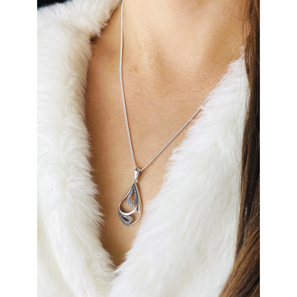 925 Silber Damen Medaillon Anhänger Tröpfchen