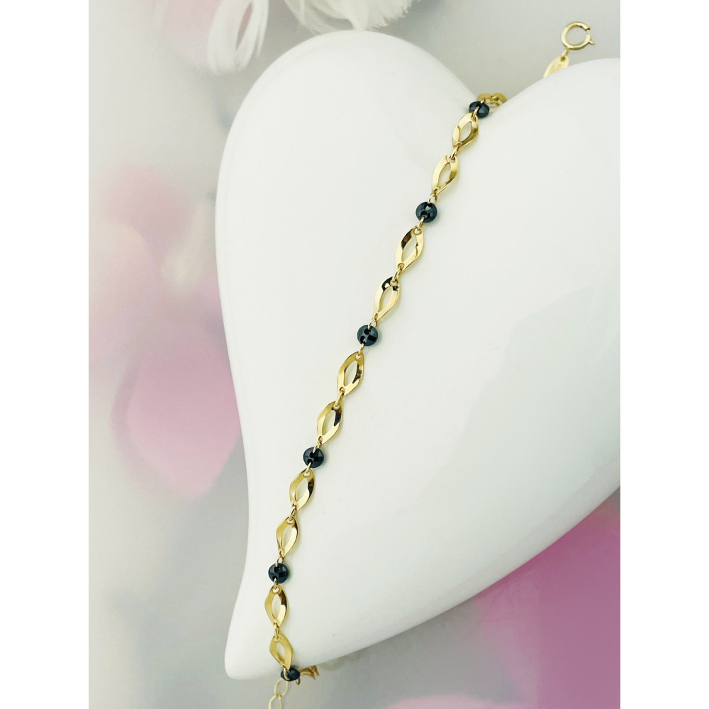 Damen Goldarmband Armband Armkette Gelbgold mit Onyx