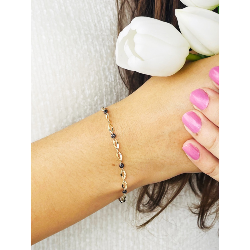 Damen Goldarmband Armband Armkette Gelbgold mit Onyx