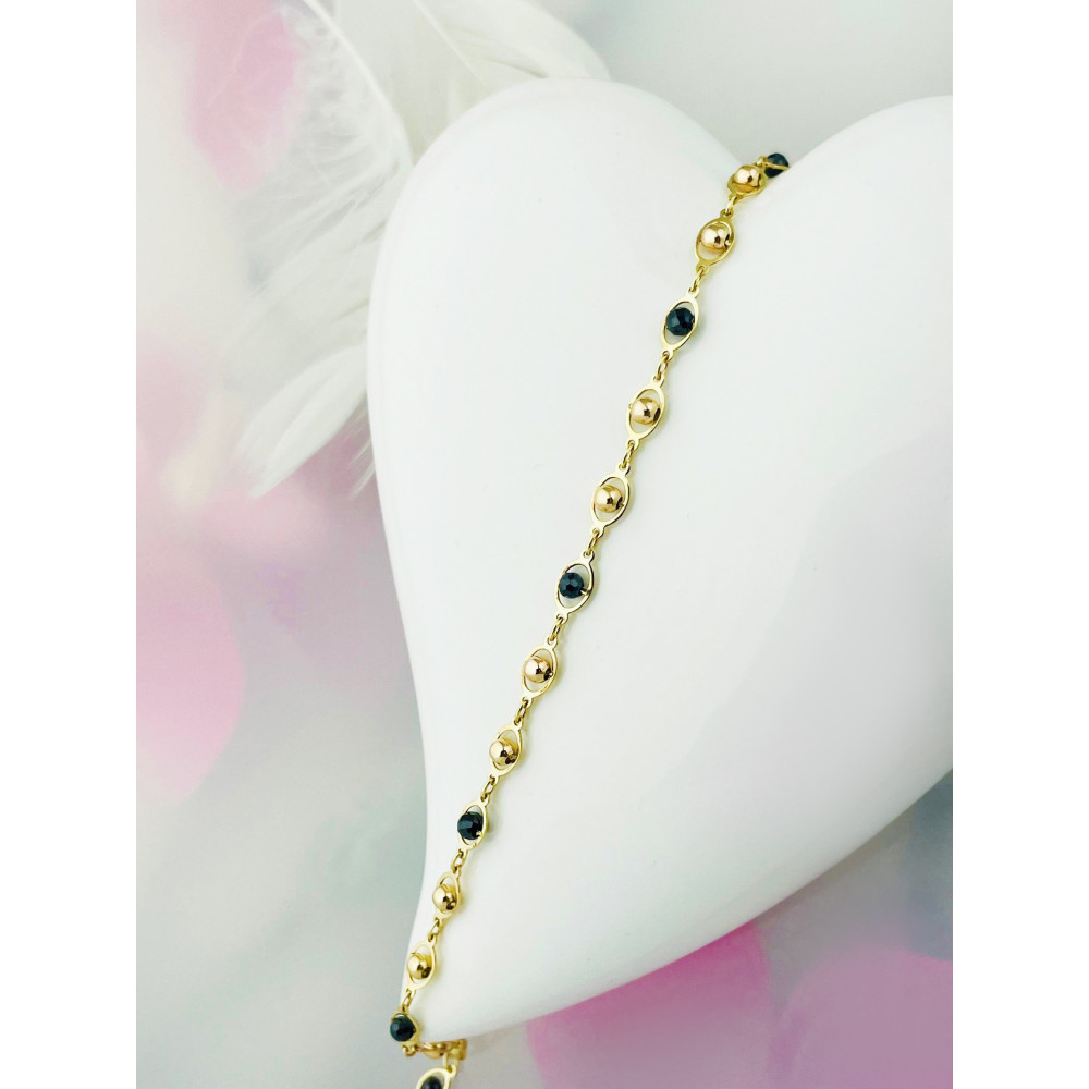 Damen Goldarmband Armband Armkette Gelbgold mit Onyx