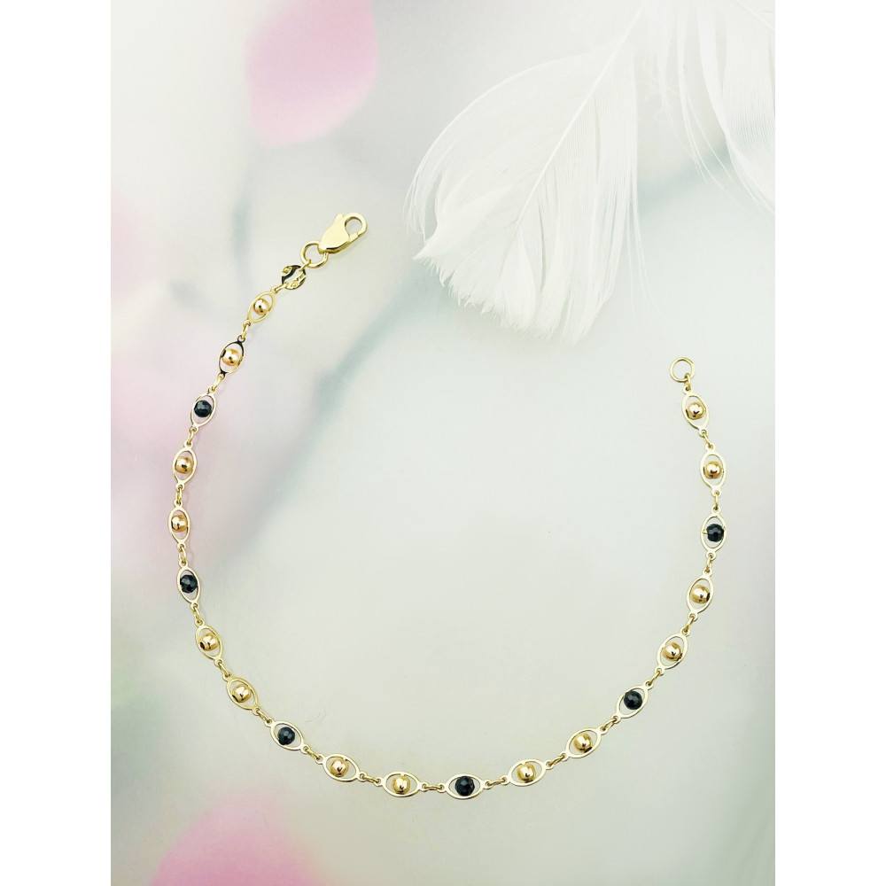 Damen Goldarmband Armband Armkette Gelbgold mit Onyx