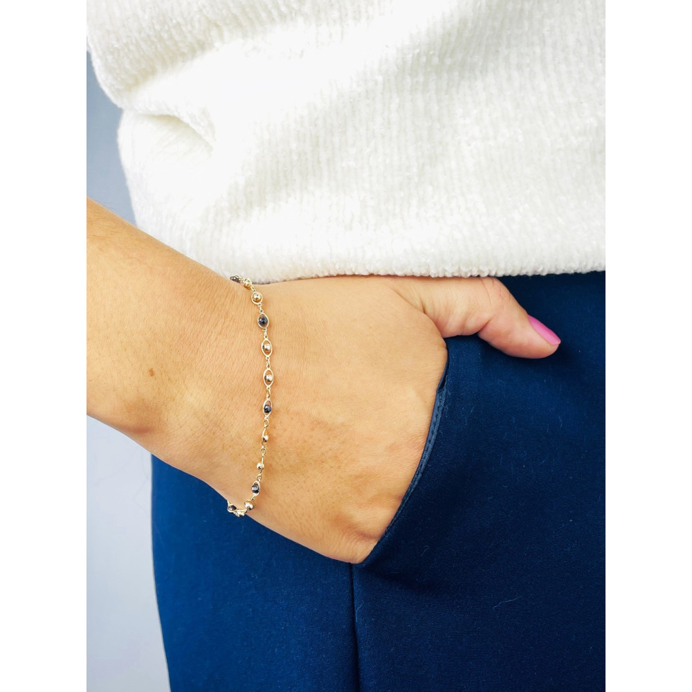 Damen Goldarmband Armband Armkette Gelbgold mit Onyx