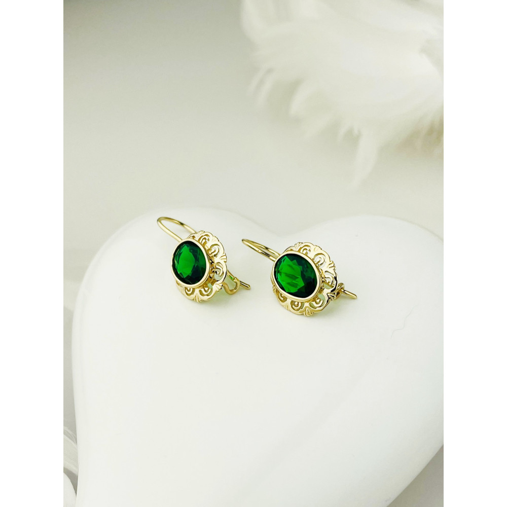 Vintage Ohrringe Ohrhänger mit Zirkonia Ohrstecker Ohrschmuck Paar Gelbgold 585er 14KT