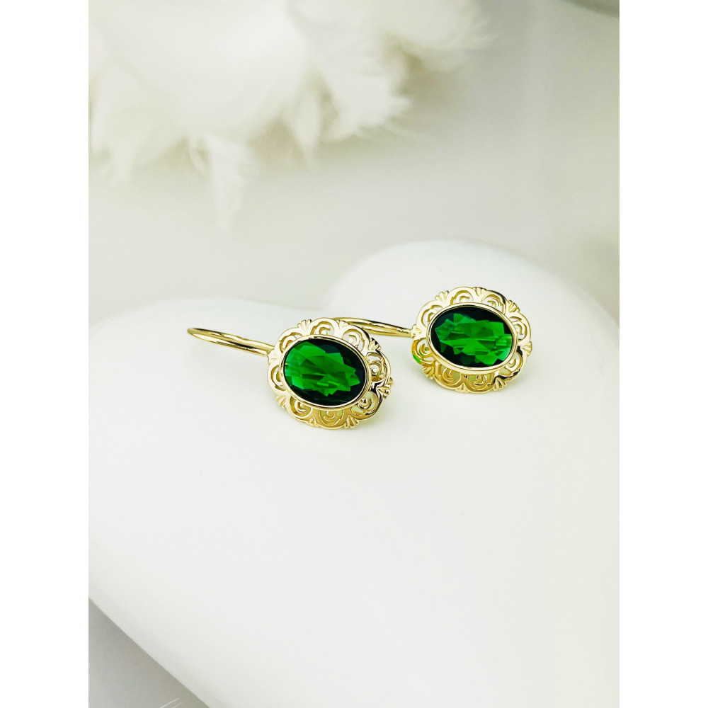 Vintage Ohrringe Ohrhänger mit Zirkonia Ohrstecker Ohrschmuck Paar Gelbgold 585er 14KT