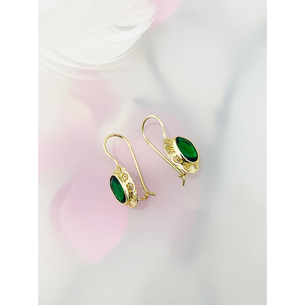 Vintage Ohrringe Ohrhänger mit Zirkonia Ohrstecker Ohrschmuck Paar Gelbgold 585er 14KT