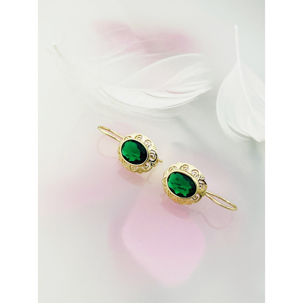 Vintage Ohrringe Ohrhänger mit Zirkonia Ohrstecker Ohrschmuck Paar Gelbgold 585er 14KT