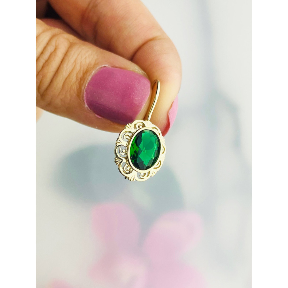 Vintage Ohrringe Ohrhänger mit Zirkonia Ohrstecker Ohrschmuck Paar Gelbgold 585er 14KT