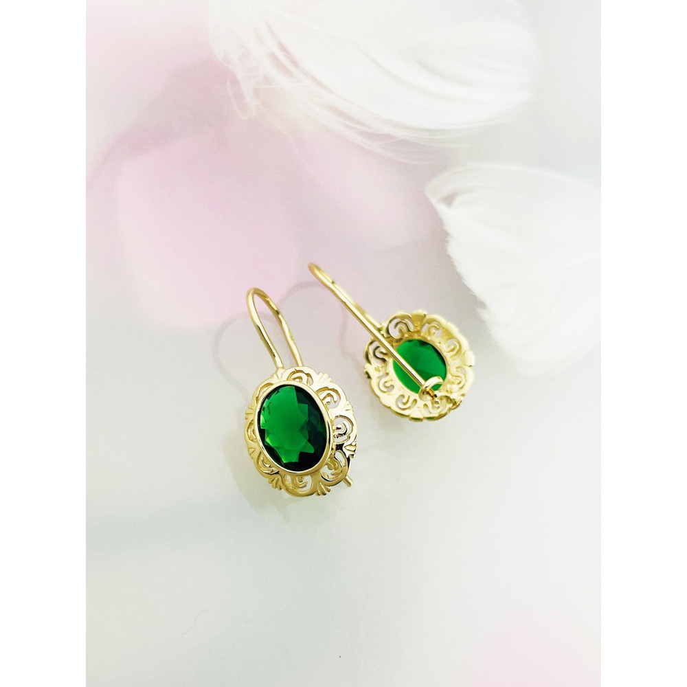 Vintage Ohrringe Ohrhänger mit Zirkonia Ohrstecker Ohrschmuck Paar Gelbgold 585er 14KT