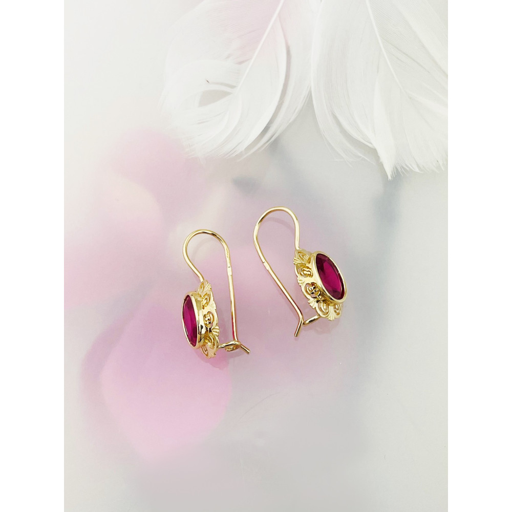 Vintage Ohrringe Ohrhänger mit Zirkonia Ohrstecker Ohrschmuck Paar Gelbgold 585er 14KT